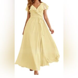 Yellow Flutter Sleeve Dress